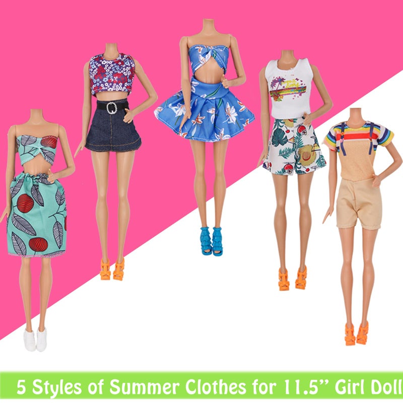 ZTWEDEN 89Pcs Doll Clothes and Accessories for 12 Inch Boy and 11.5 Inch Girl Doll Includes 32 Seaside Wear Clothes Bikini Marine Animal Surfboard Diving Swimming Sets 19 Pairs Shoes for Dolls - Image 3